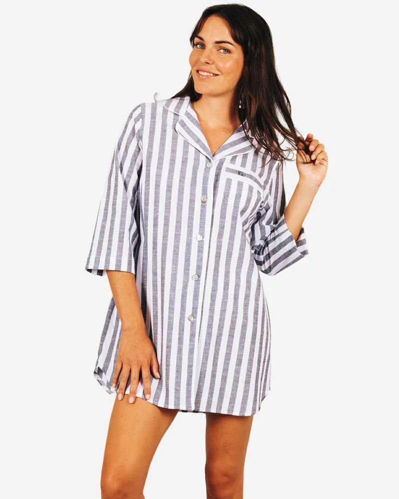 Women's Sleepshirt - Chambray Portofino Black