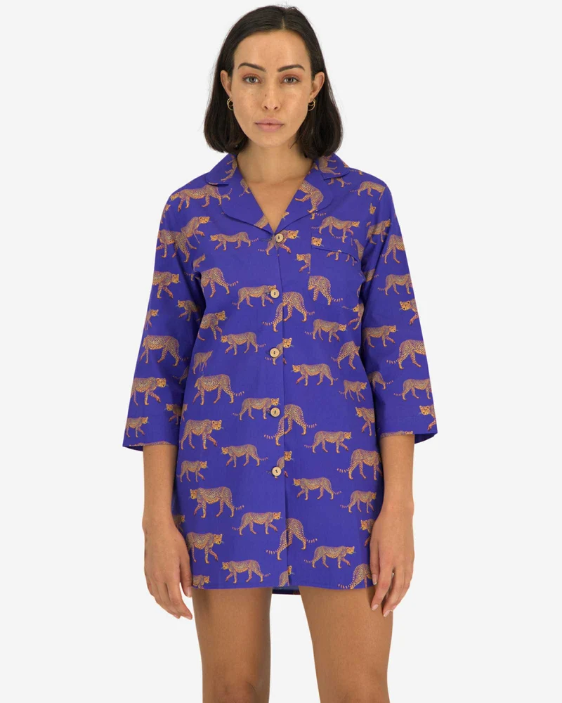 Women's Sleepshirt - Blue Cheetah