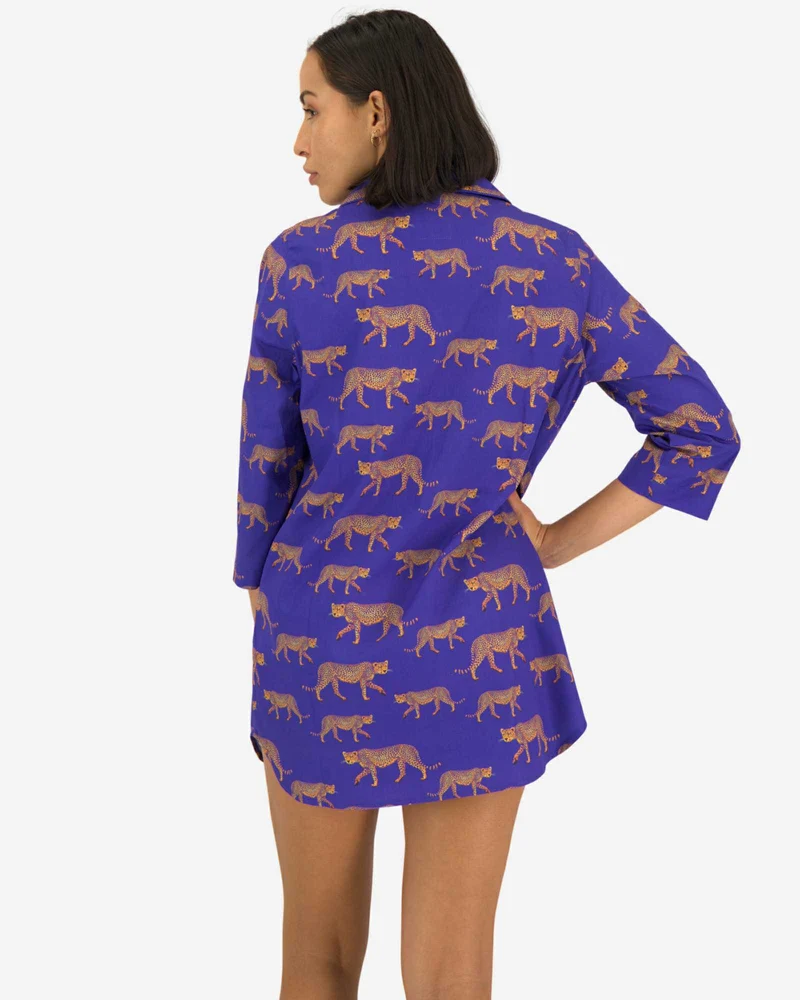 Women's Sleepshirt - Blue Cheetah
