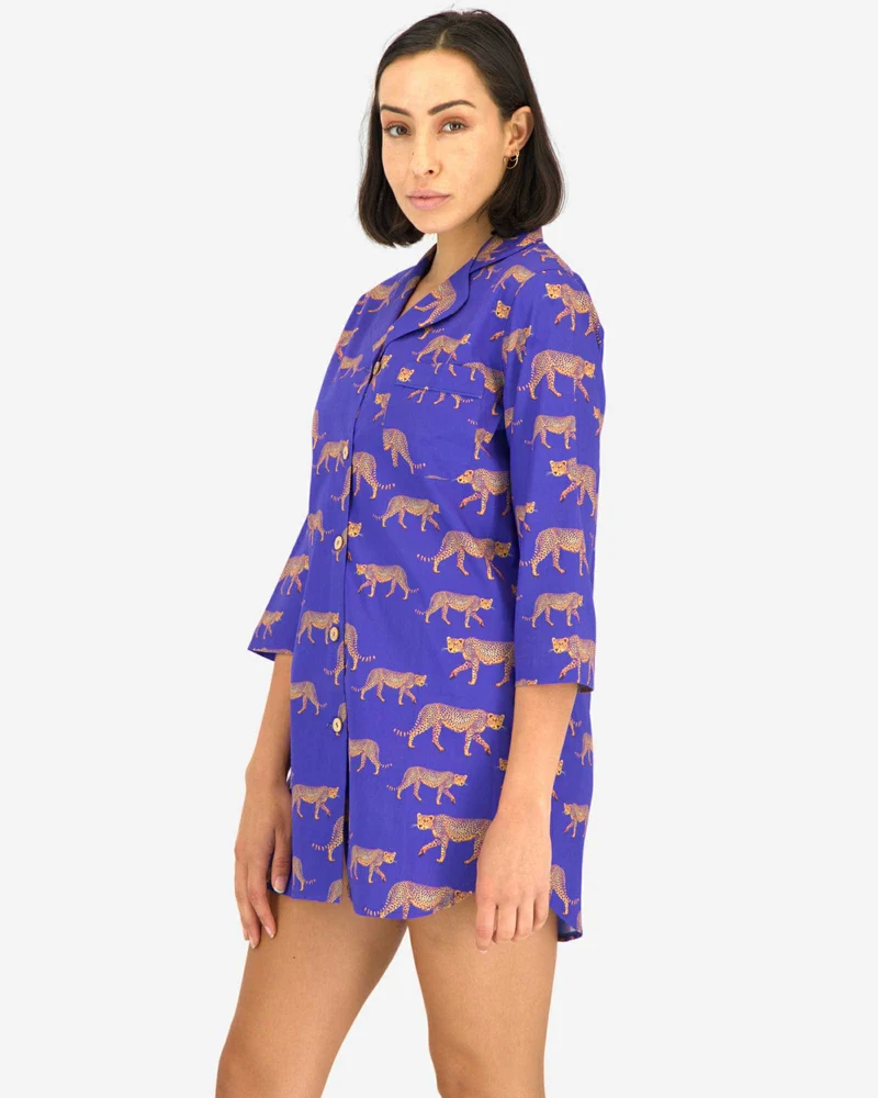 Women's Sleepshirt - Blue Cheetah