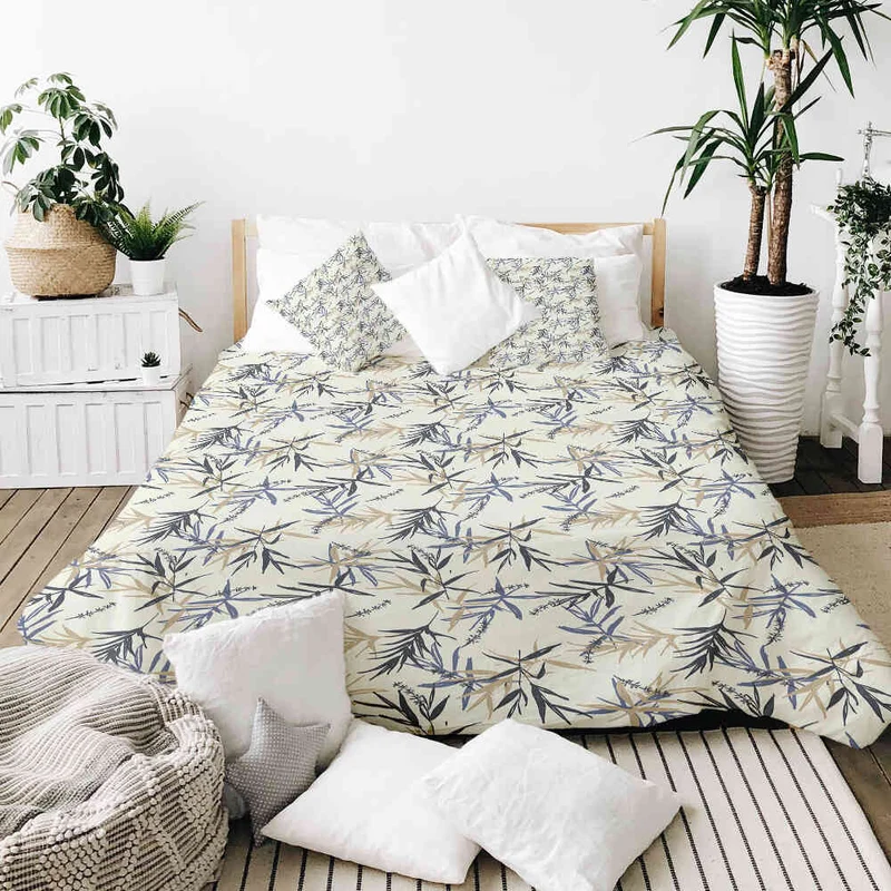Therapiedecken Bettwäschen Set Blattmuster Beige