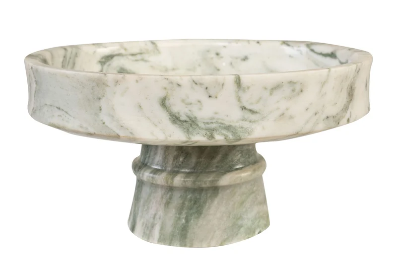 Casa Padrino Luxus Marmor Schale Grün 30 x 30 x H. 15 cm - Weit geöffnete Schale auf rundem Fuß aus hochwertigem Indian Green Onyx - Luxus Deko Accessoires