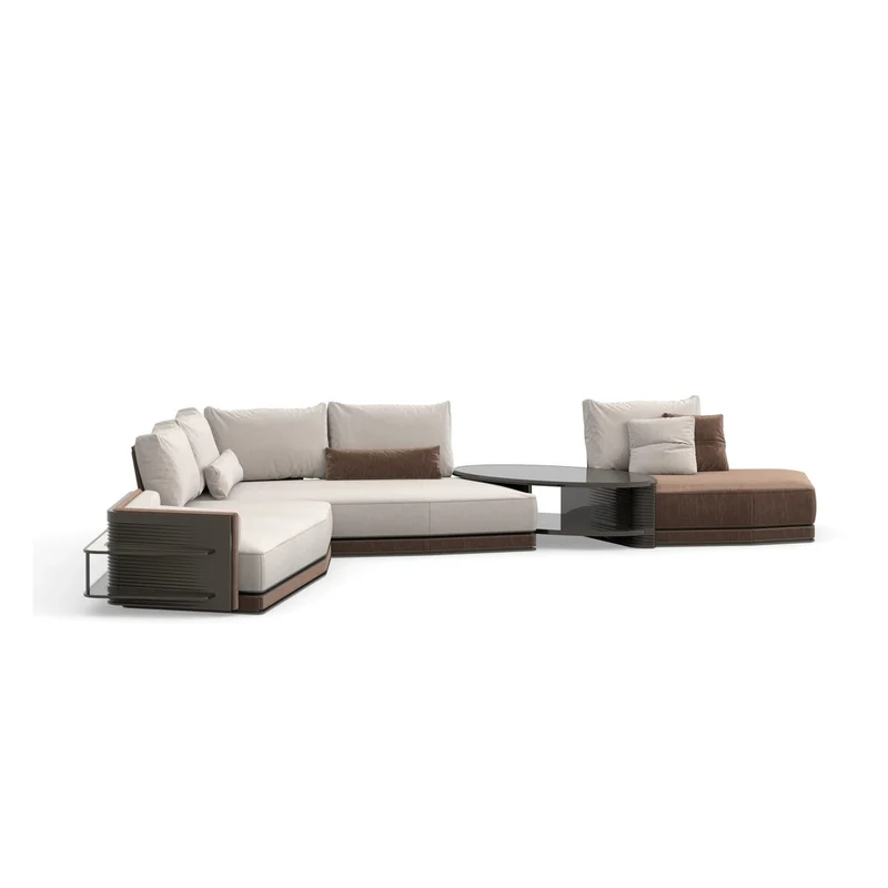 Casa Padrino Luxus Ecksofa Creme / Schwarz - Hochwertige Verarbeitung - Moderne Wohnzimmer Möbel - Luxus Qualität