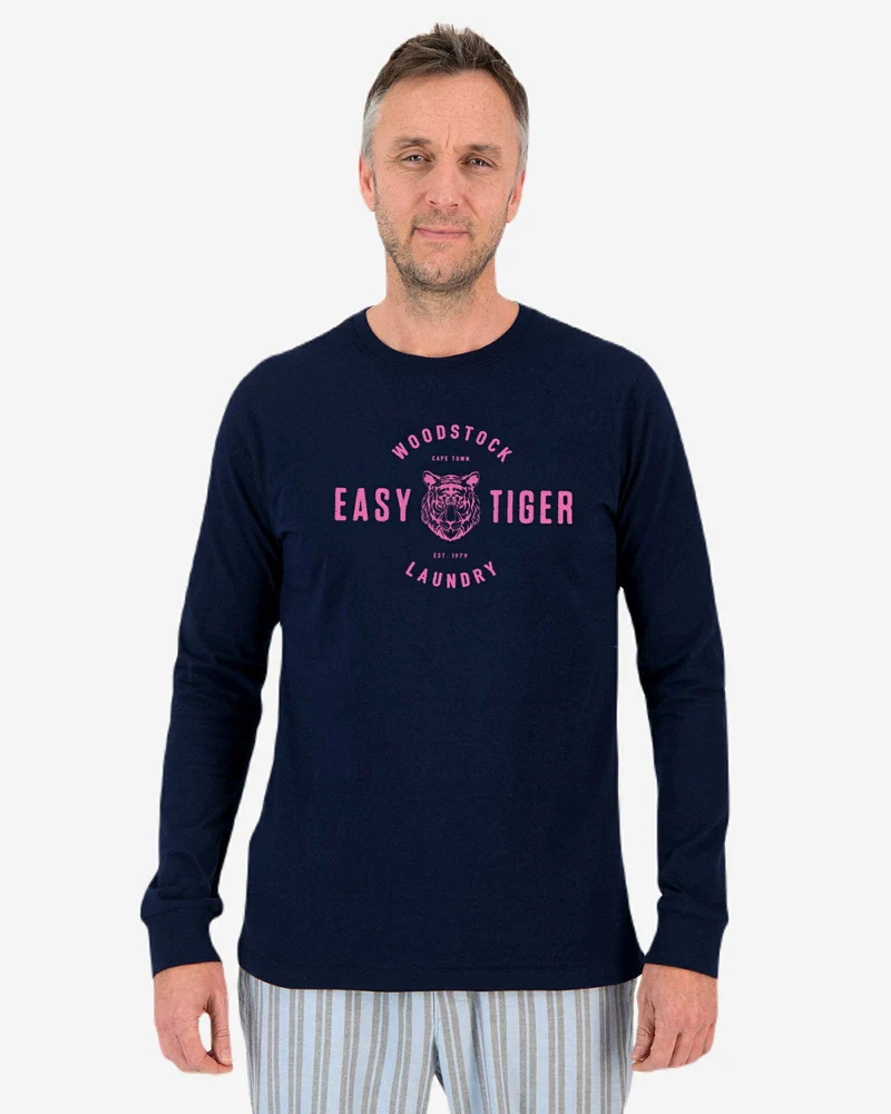 Men's Long Sleeve T-Shirt - Easy Tiger Pink