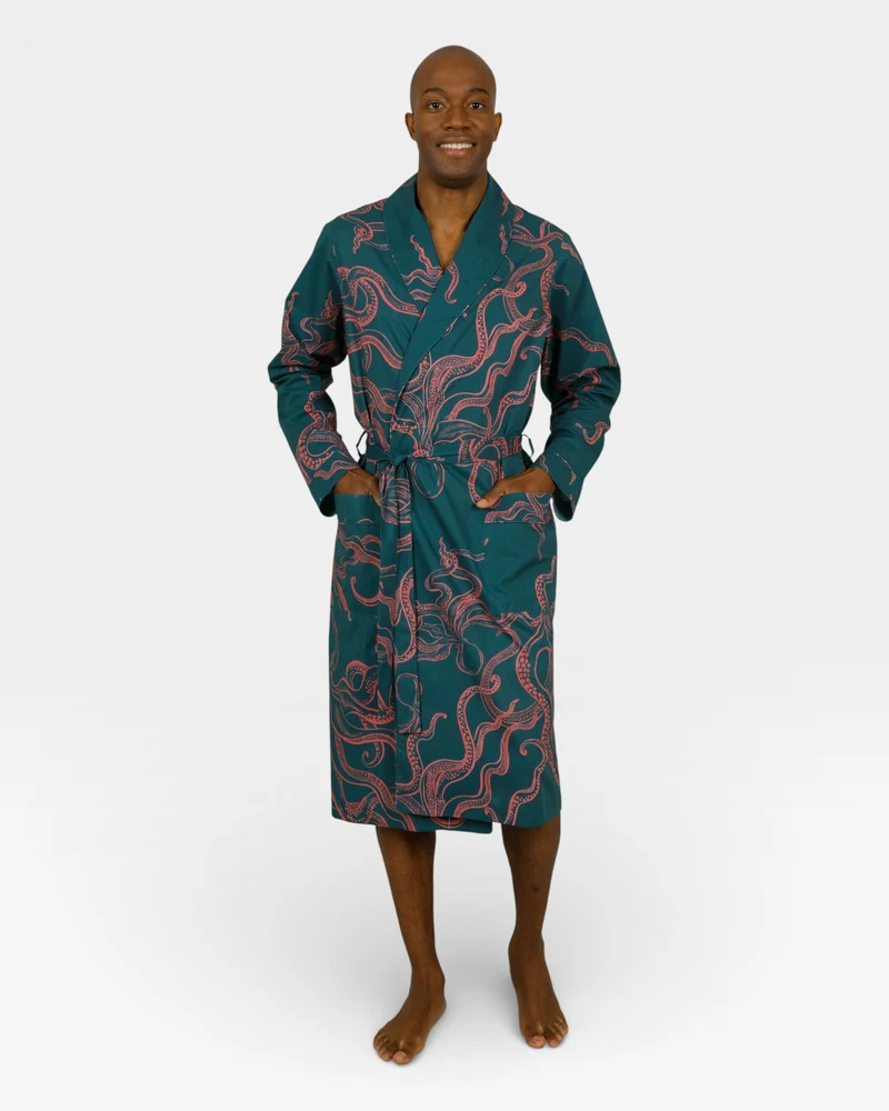 Men's dressing gown – Octopus Pink