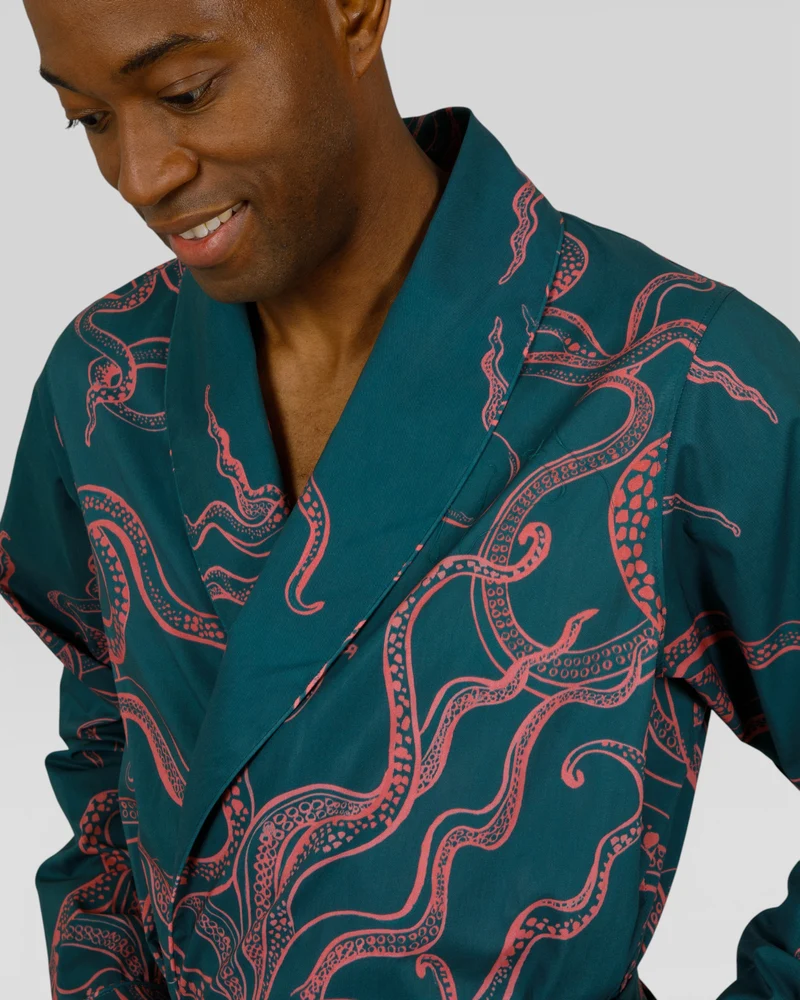 Men's dressing gown – Octopus Pink