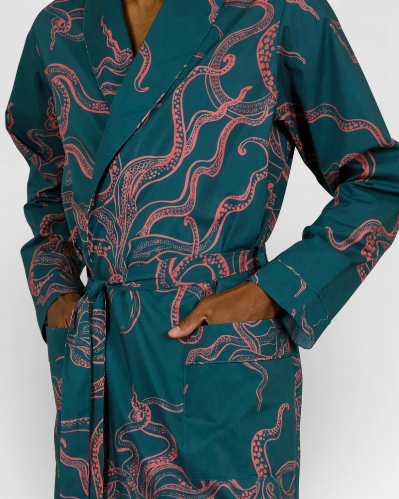 Men's dressing gown – Octopus Pink