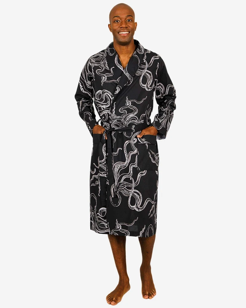 Men's dressing gown – Octopus Black