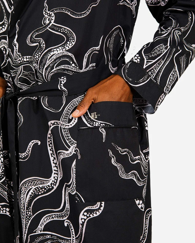 Men's dressing gown – Octopus Black