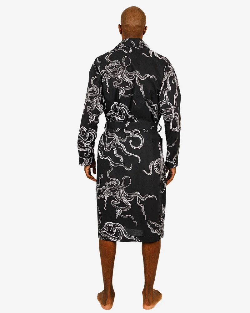 Men's dressing gown – Octopus Black