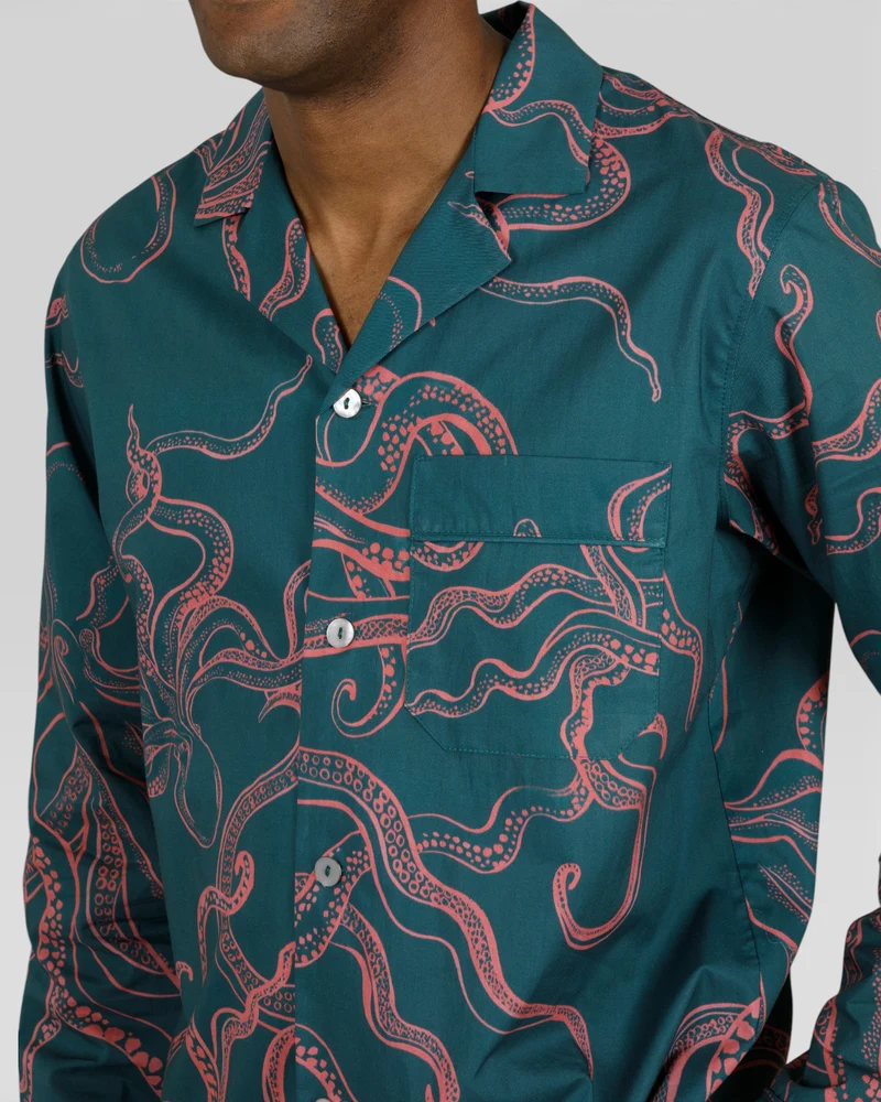Men's pyjamas – Octopus Pink On Green