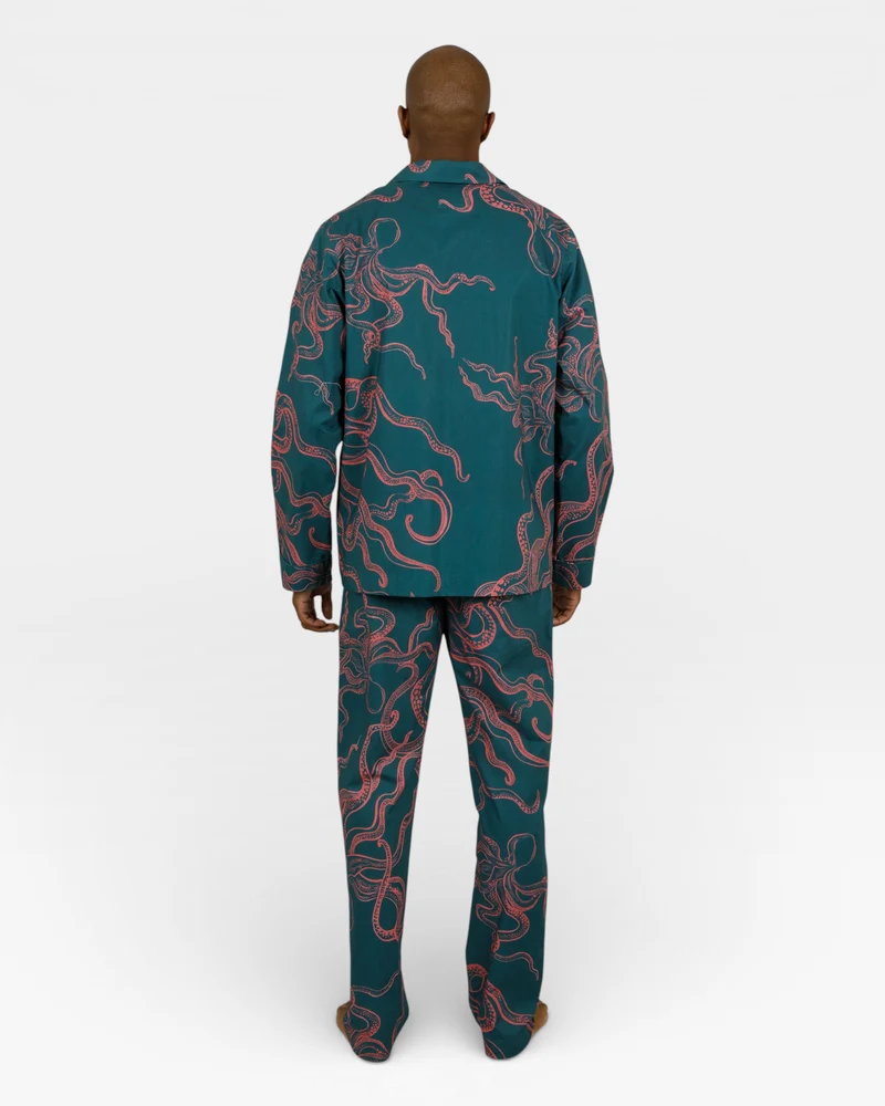 Men's pyjamas – Octopus Pink On Green