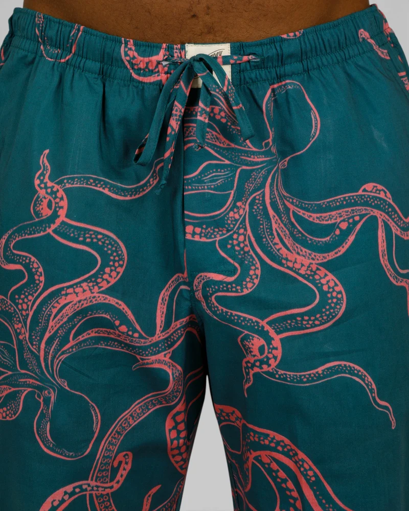 Men's pyjamas – Octopus Pink On Green