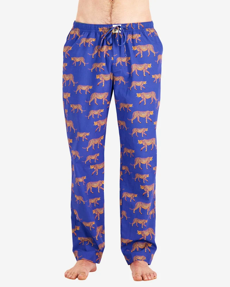 Men's Lounge Pants - Blue Cheetah