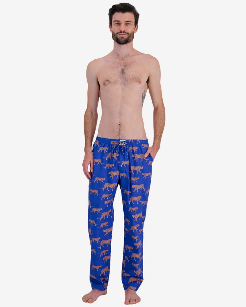 Men's Lounge Pants - Blue Cheetah