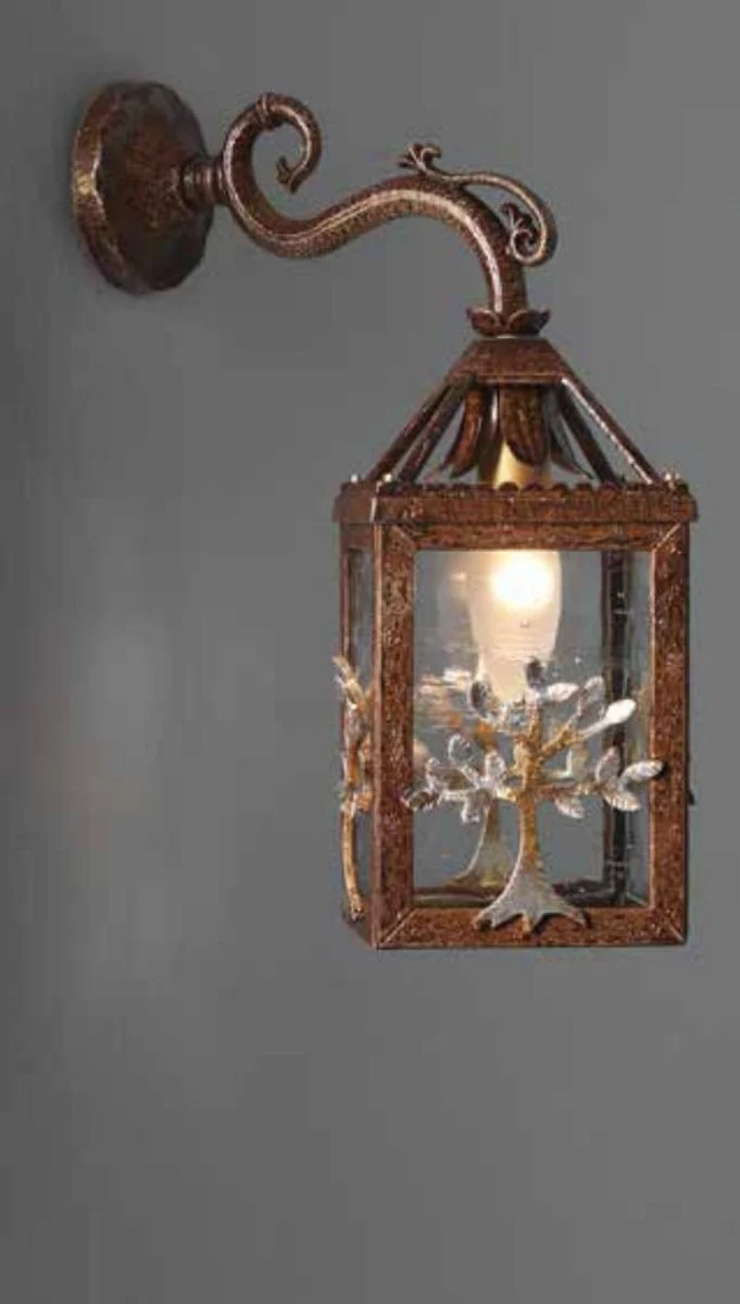 Casa Padrino Barock Wandleuchte B. 15 x T. 32 cm 1-flammig - Handgefertigte Leuchte aus Italien - Barock Leuchten