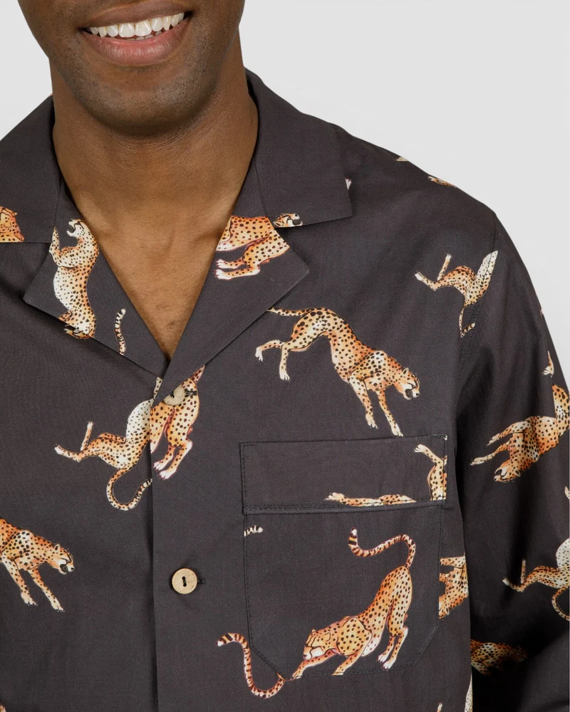 Men's pyjamas – Jumping Cheetah on Charcoal