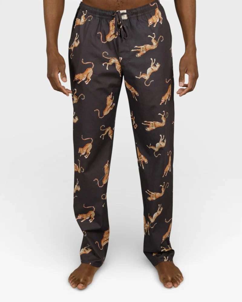 Men's pyjamas – Jumping Cheetah on Charcoal