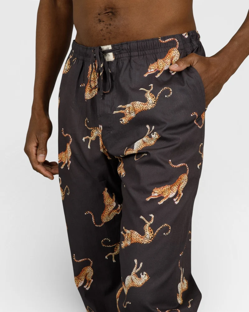 Men's pyjamas – Jumping Cheetah on Charcoal