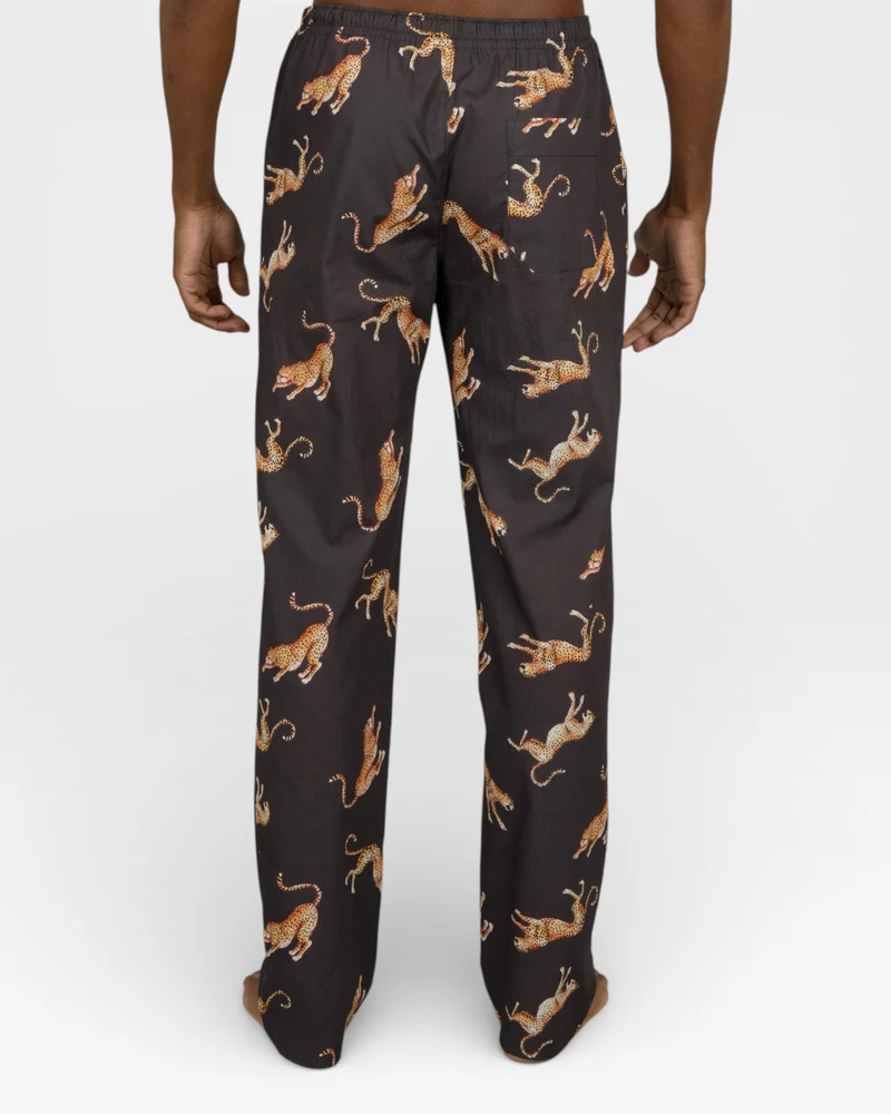 Men's pyjamas – Jumping Cheetah on Charcoal