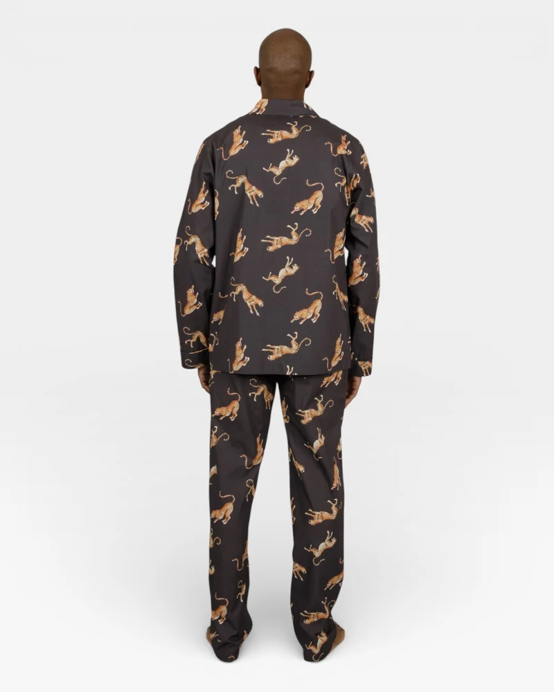 Men's pyjamas – Jumping Cheetah on Charcoal