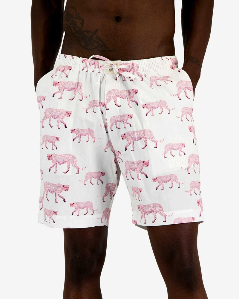 Men's Lounge Shorts - Pink Cheetah