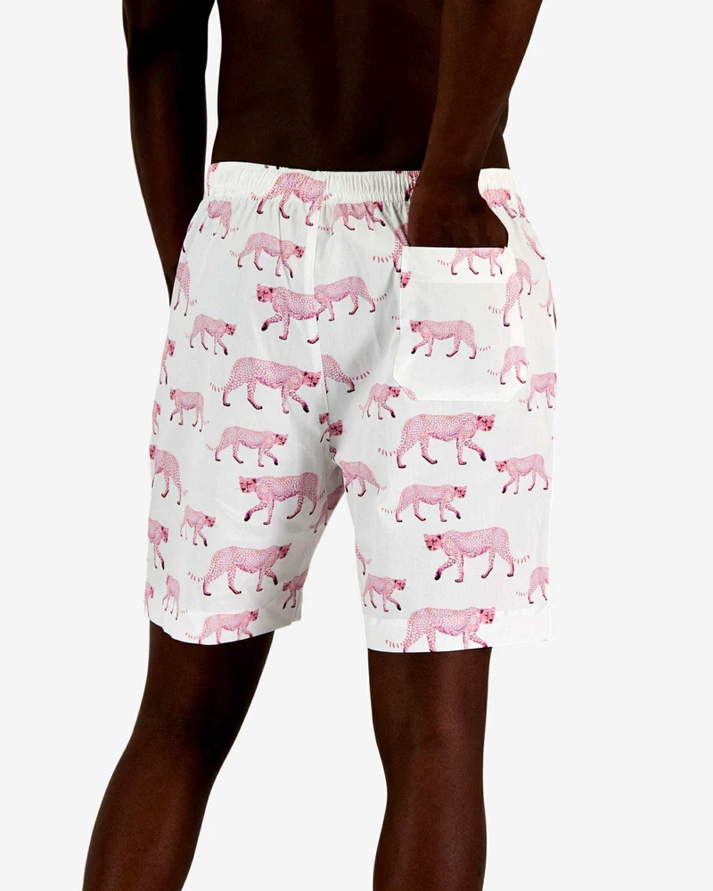 Men's Lounge Shorts - Pink Cheetah