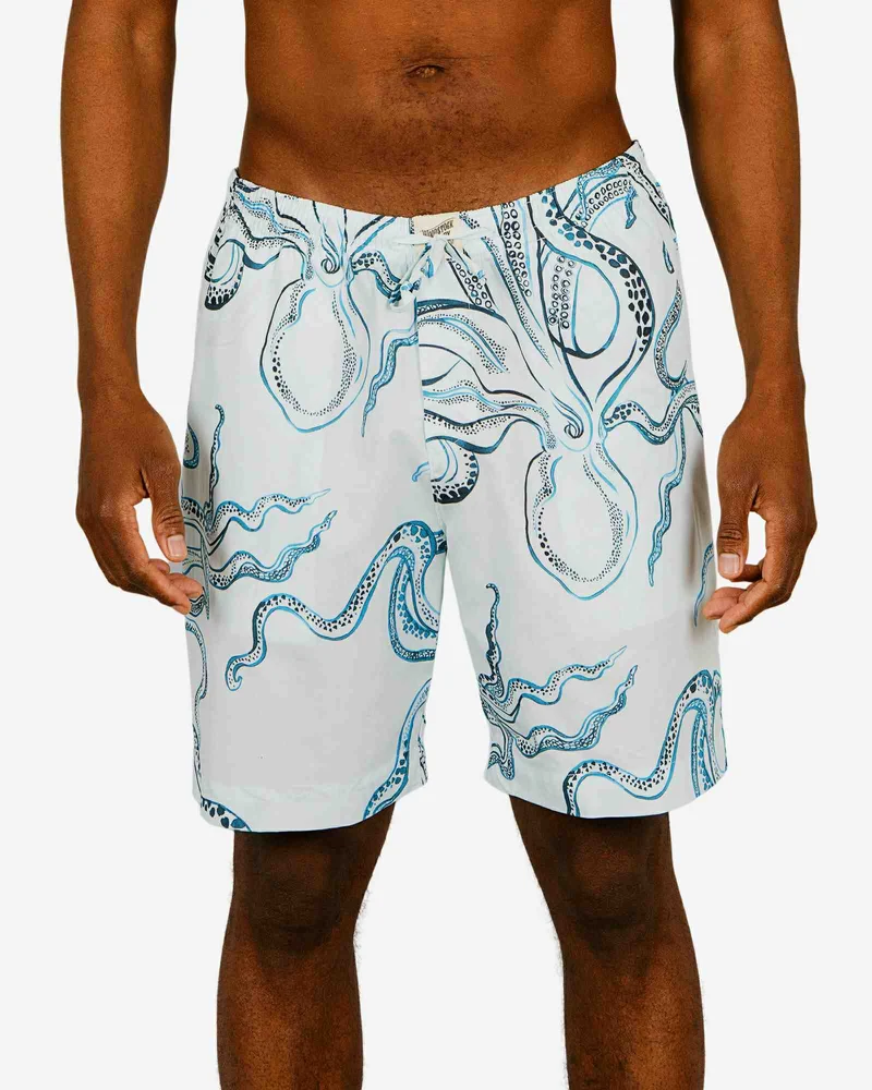 Men's Lounge Shorts - Octopus Indigo