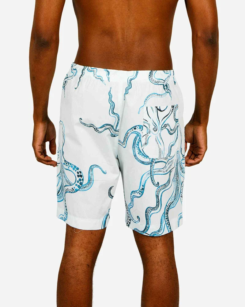 Men's Lounge Shorts - Octopus Indigo