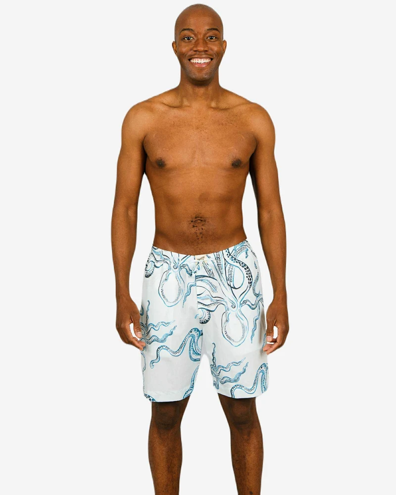 Men's Lounge Shorts - Octopus Indigo