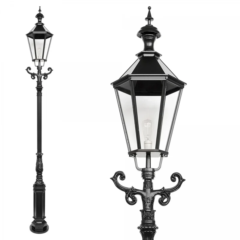 Casa Padrino Nostalgische Gartenlaterne 40 x 40 x H. 315 cm - Verschiedene Farben - Nostalgische Wetterfeste Außenleuchte