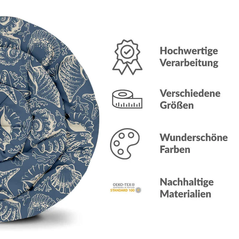 Therapiedecken Baumwollbezug Blau mit Muscheln