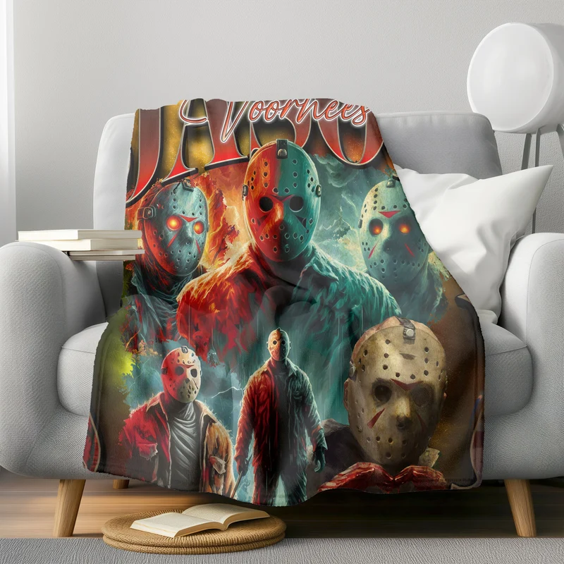Horror Movie Blanket - Jason Friday 13th Blanket - Luxury Twin / Double Fleece Blanket