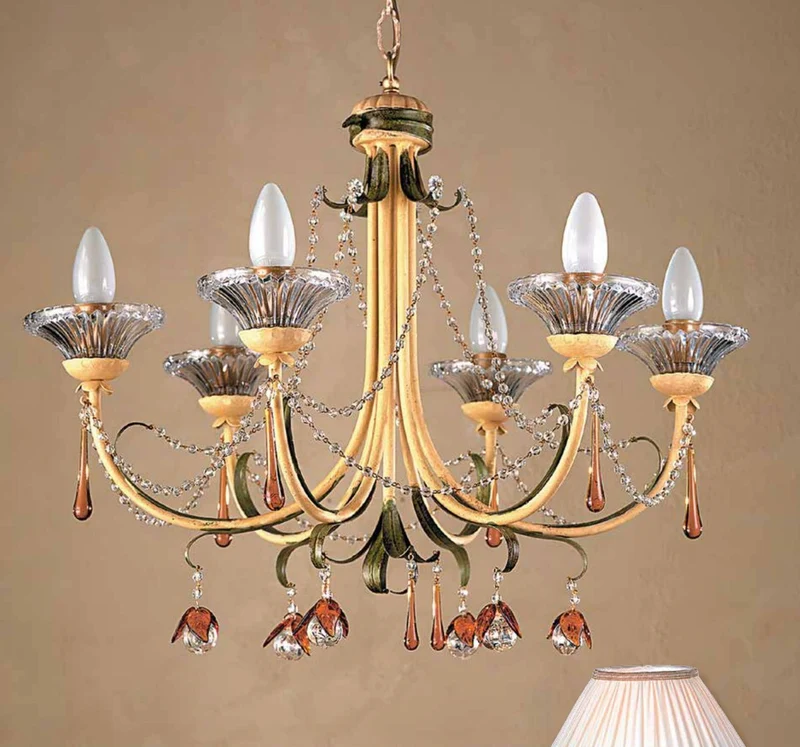 Casa Padrino Barock Kronleuchter Ø 60 x H. 52 cm 6-flammig - Handgefertigte Leuchte aus Italien - Barock Leuchten
