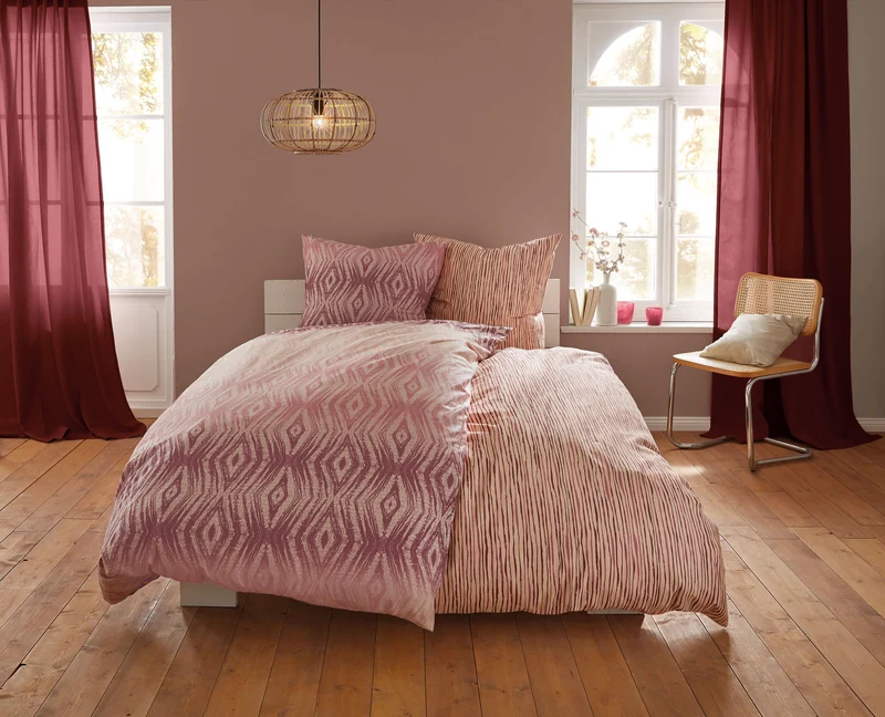 Bettwäsche Satin MINO Pastellrose 135 x 200 cm und 80 x 80 cm