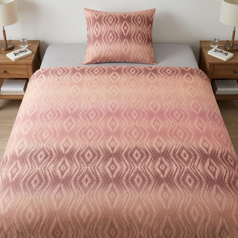 Bettwäsche Satin TEBAS Pastellrose 135 x 200 cm und 80 x 80 cm