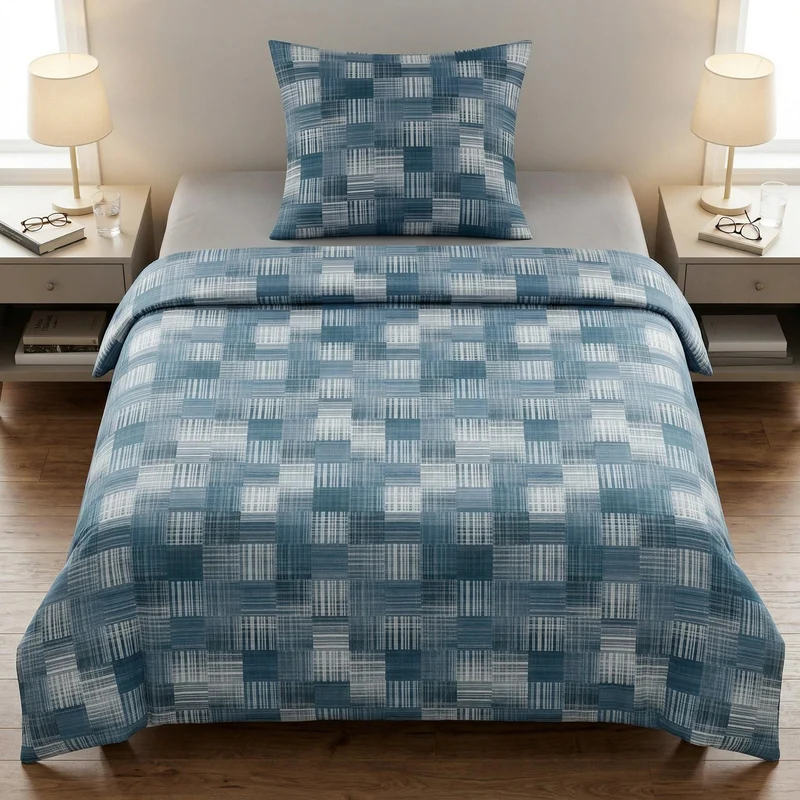 Bettwäsche Satin DANY Indigo 135 x 200 cm und 80 x 80 cm