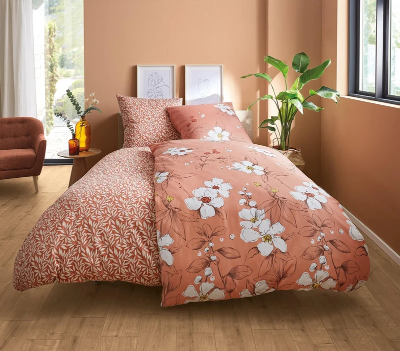 Bettwäsche Satin SIENNA Terracotta 135 x 200 cm und 80 x 80 cm