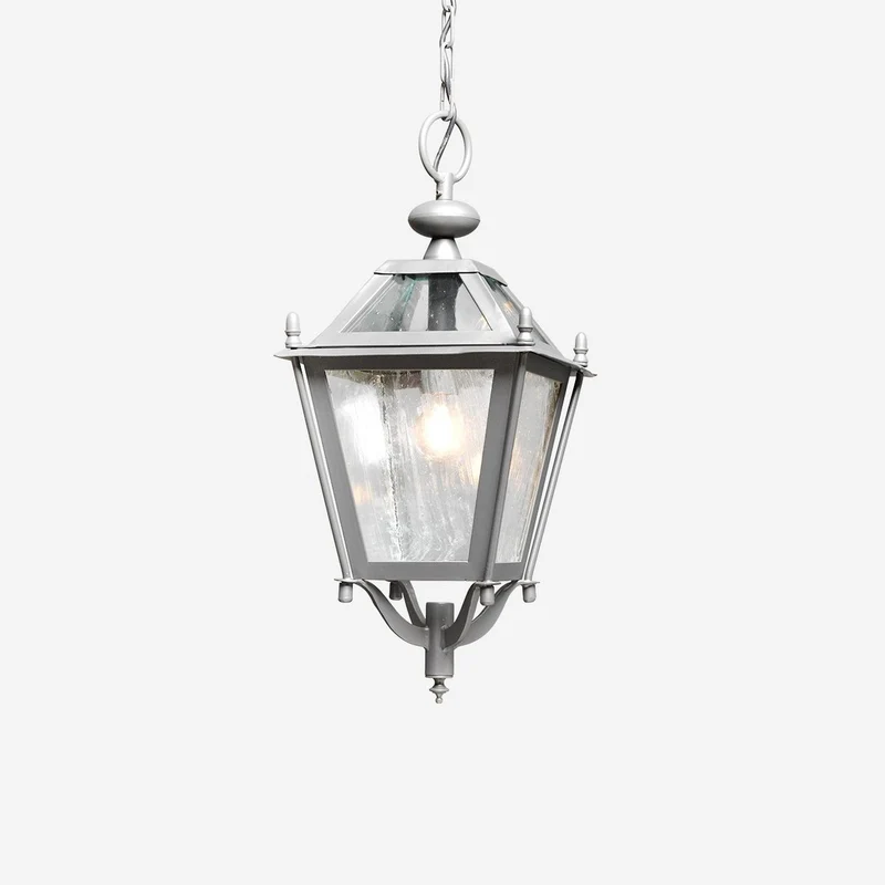 Casa Padrino Luxus Außen Hängeleuchte Laterne Grau B. 29 x H. 54 cm - Handgefertigte Laterne aus Schmiedeeisen - Luxus Kollektion - Edel & Prunkvoll
