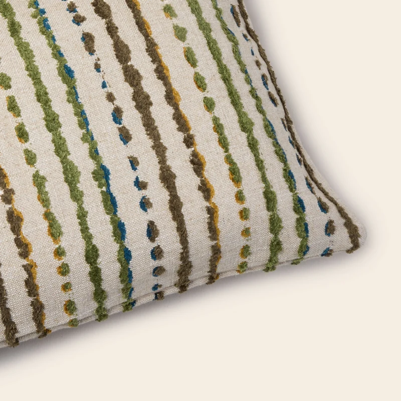 Housse de coussin YAROL naturel et vert bleuté
