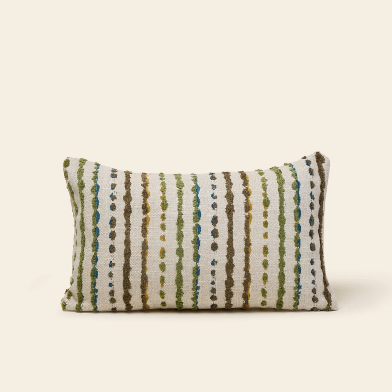Housse de coussin YAROL naturel et vert bleuté