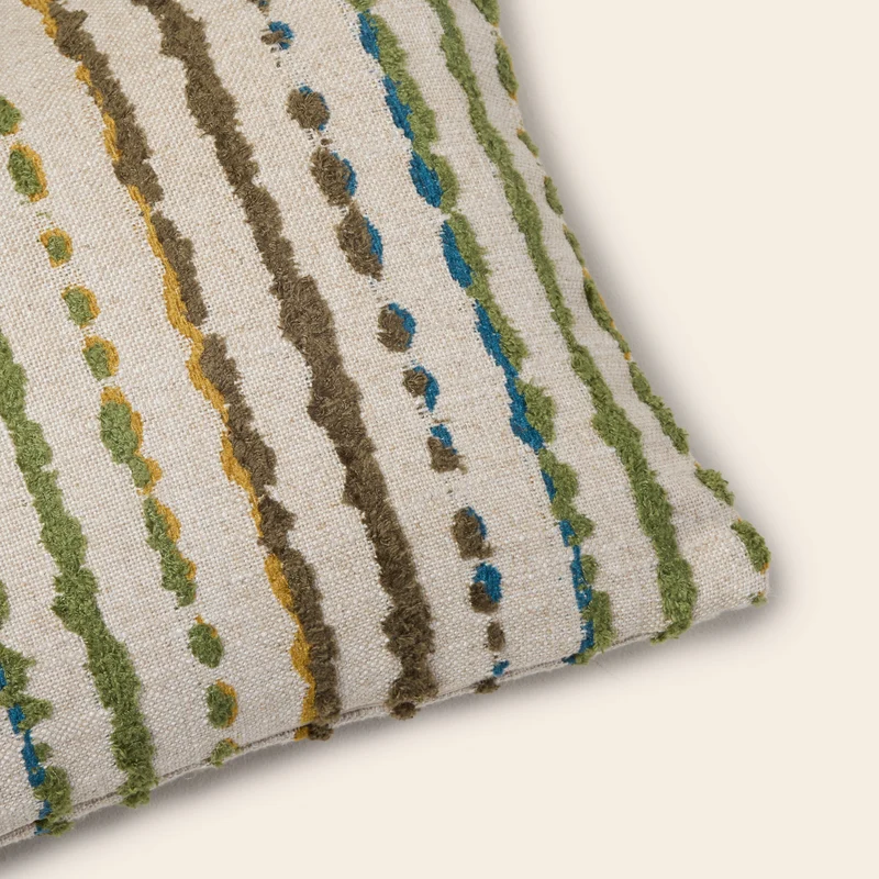 Housse de coussin YAROL naturel et vert bleuté