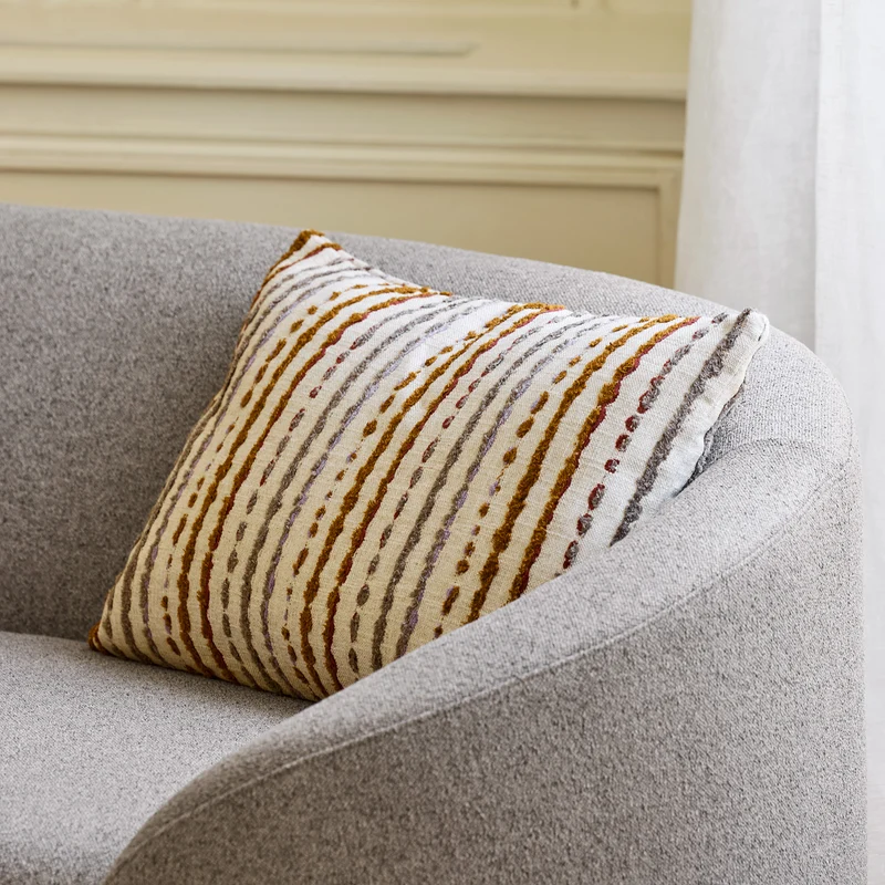 Housse de coussin YAROL naturel et orangé