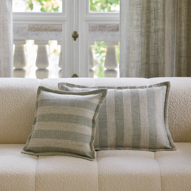 Housse de coussin FABBIO céladon et naturel
