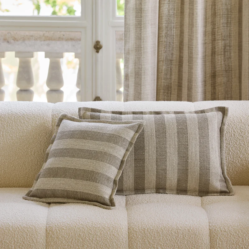 Housse de coussin FABBIO naturel et grisé