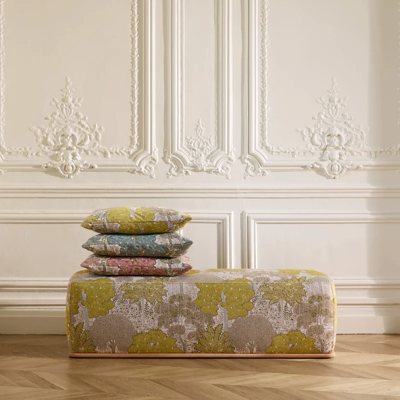Housse de coussin ALISIA naturel et vert