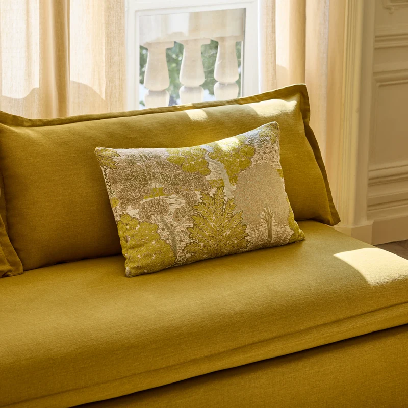 Housse de coussin ALISIA jaune sulfure et naturel