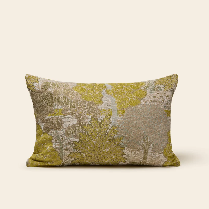 Housse de coussin ALISIA jaune sulfure et naturel