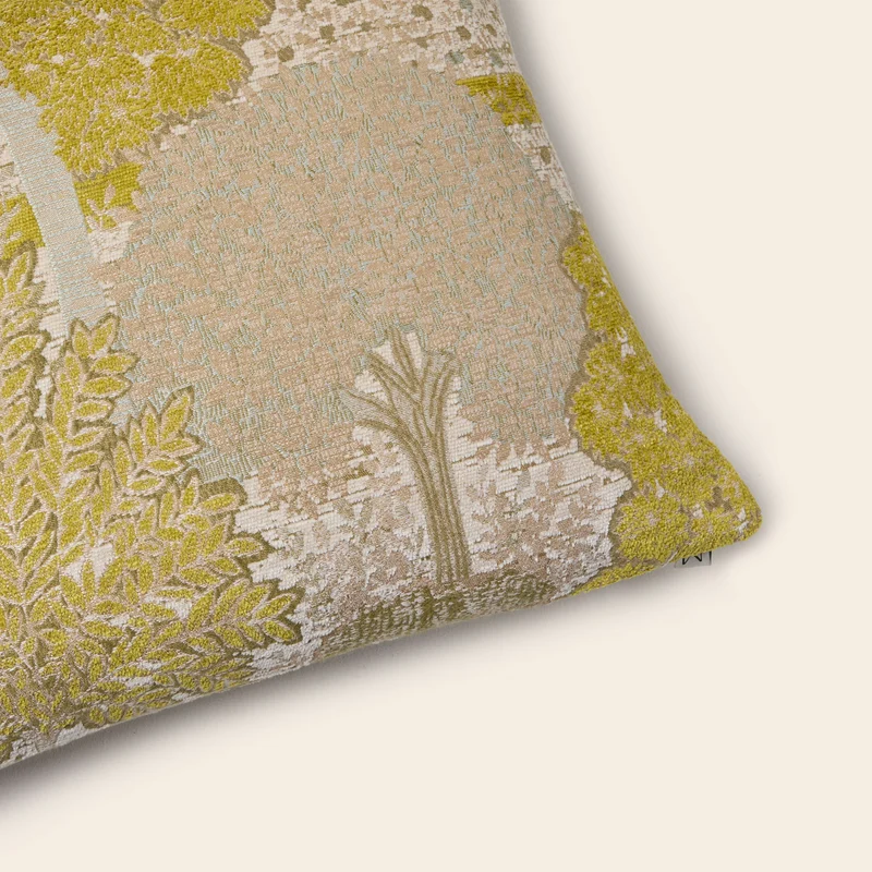 Housse de coussin ALISIA jaune sulfure et naturel