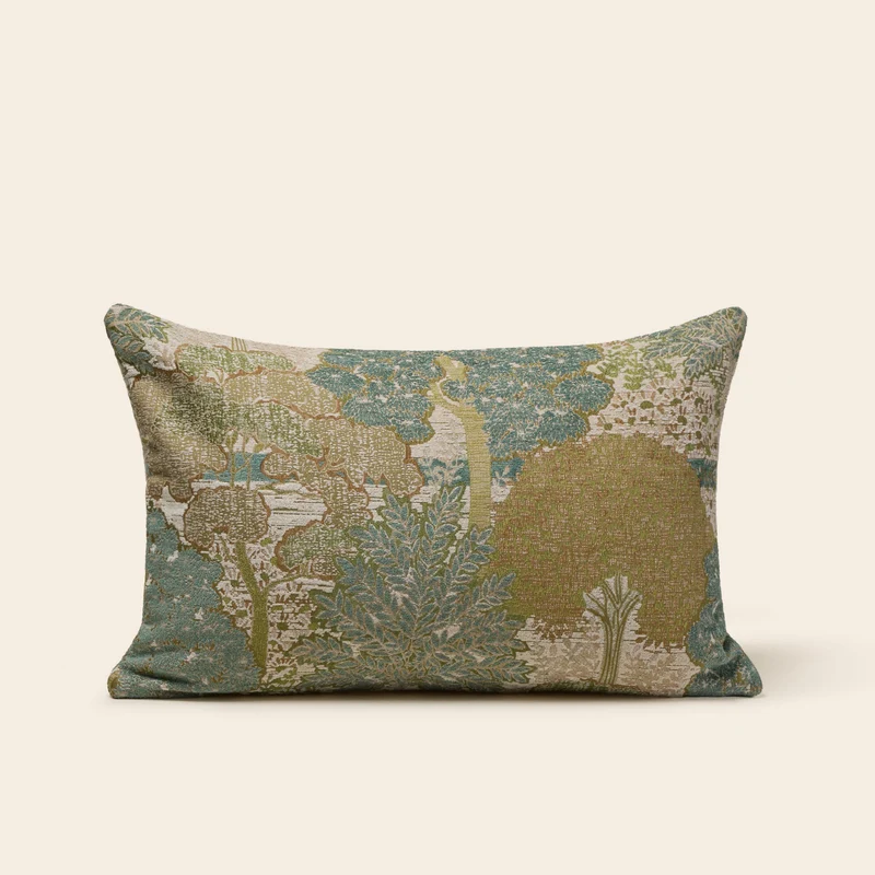 Housse de coussin ALISIA naturel et vert